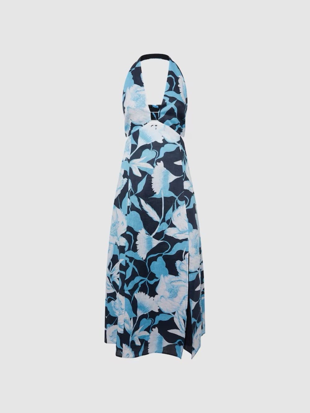 Reiss Blue Floral Halter Midi Dress